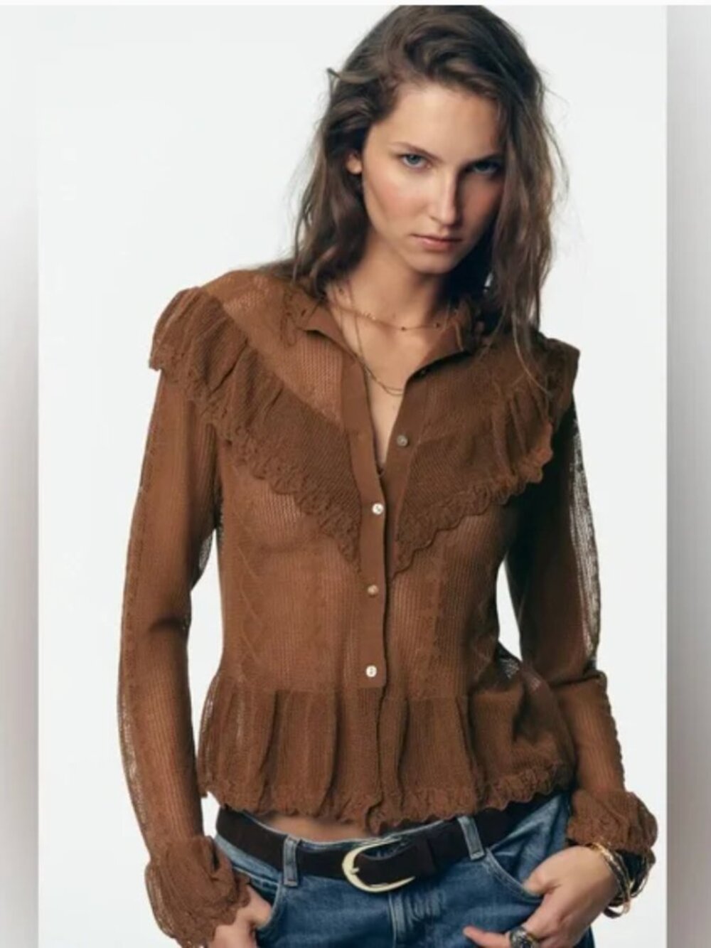 ZARA POINTELLE KNIT ROMANTIC JACKET NWT